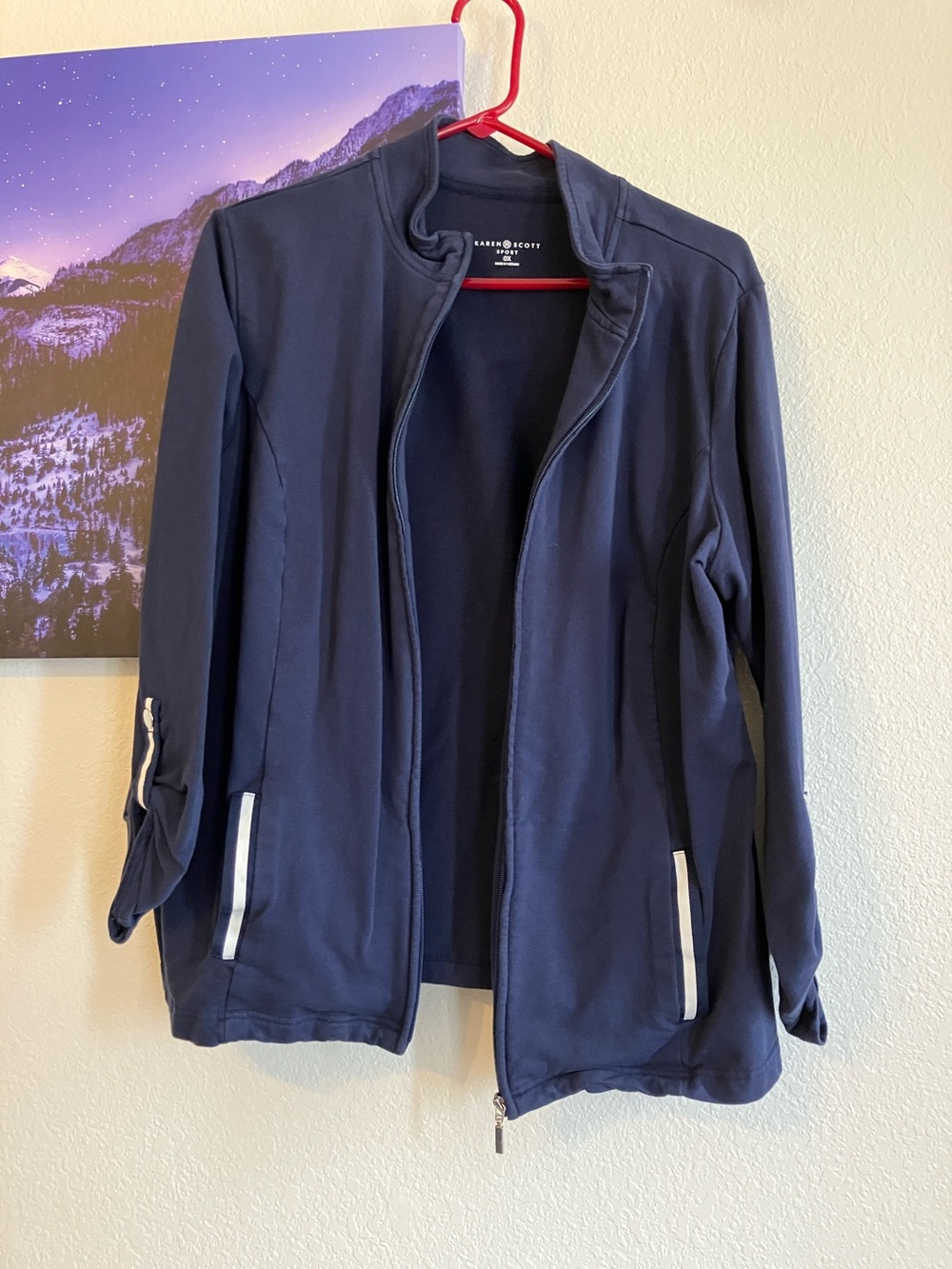 🎃3/$12 SALE 🎃Karen Scott Dark Navy Zip-Front Utility Jacket